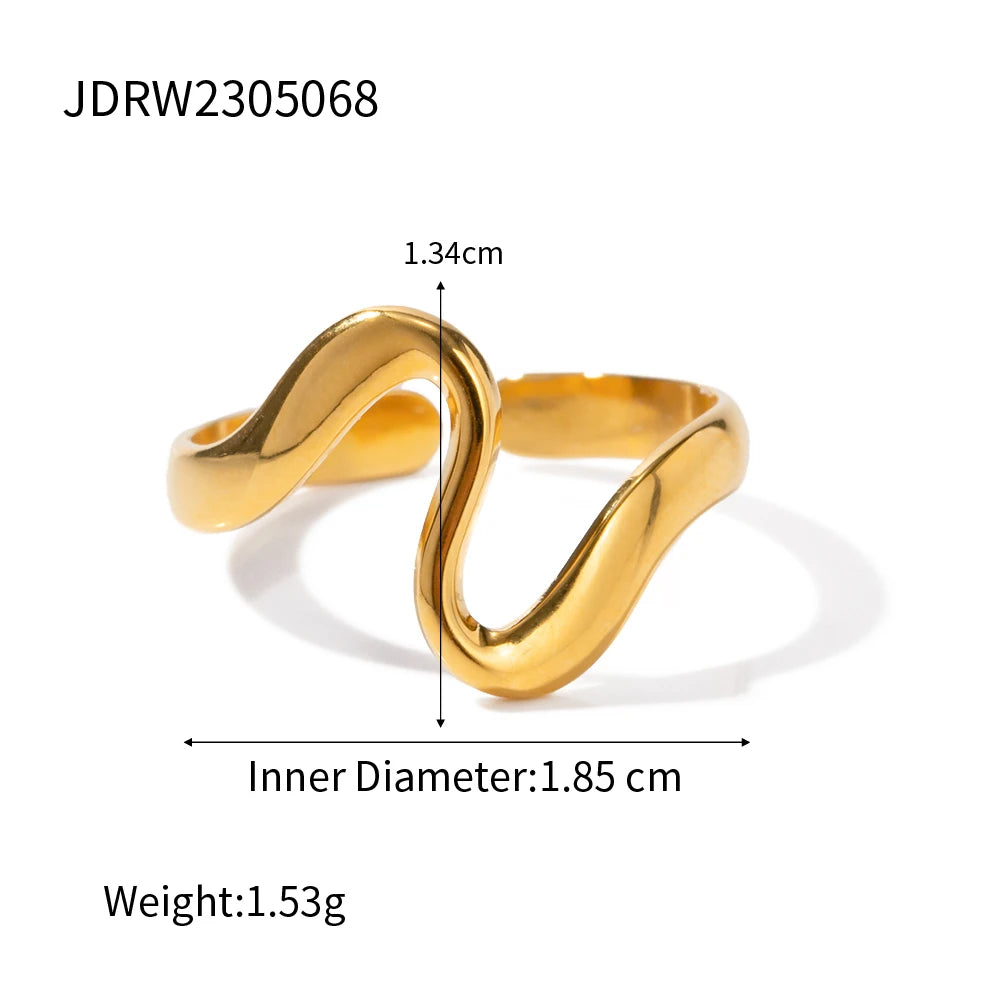 Minimalist Irregular Curved Ring Unisex Jewelry Gift