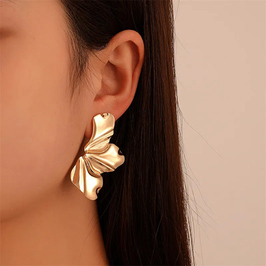 Minimalist Irregular Petal Half Flower Stud Earrings