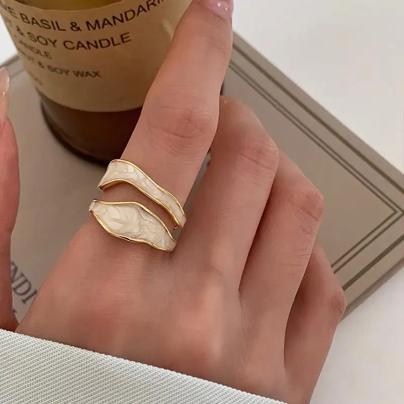 Retro Gold Color  Luxury Irregular Adjustable Finger Ring