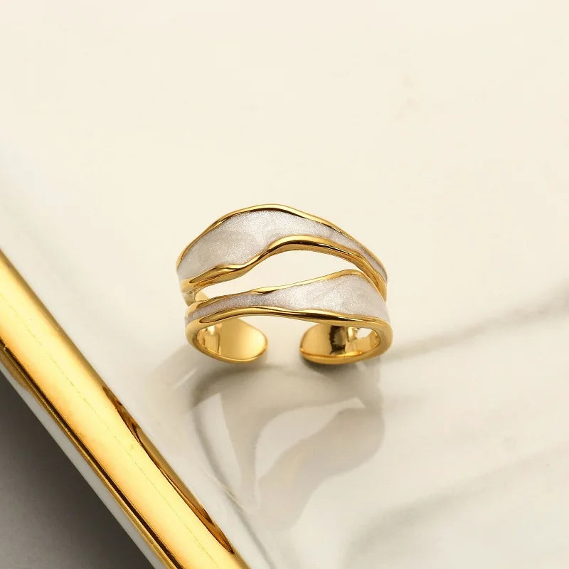 Retro Gold Color  Luxury Irregular Adjustable Finger Ring