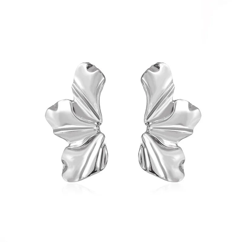 Minimalist Irregular Petal Half Flower Stud Earrings